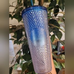 Starbucks- Overseas Blue/Clear Ombre Studded Tumbler